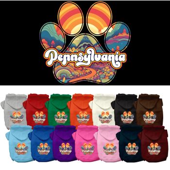 Pet Dog & Cat Screen Printed Hoodie for Small to Medium Pets (Sizes XS-XL), "Pennsylvania Groovy Summit"