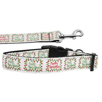Christmas Pet Dog & Cat Nylon Collar or Leash, "Feliz Navidad"