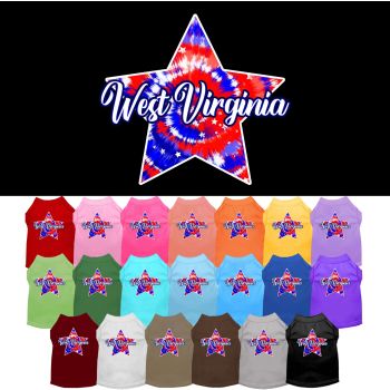 Pet Dog & Cat Screen Printed Shirt for Small to Medium Pets (Sizes XS-XL), "West Virginia Patriotic Tie Dye"
