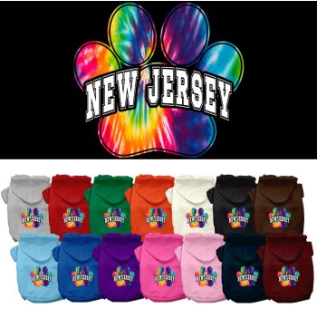 Pet Dog & Cat Screen Printed Hoodie for Medium to Large Pets (Sizes 2XL-6XL), "New Jersey Bright Tie Dye"