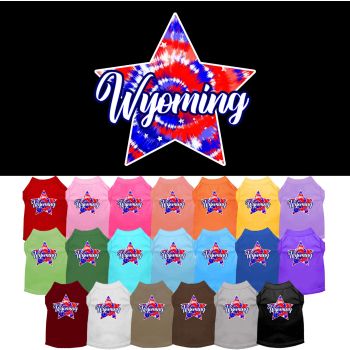 Pet Dog & Cat Screen Printed Shirt for Medium to Large Pets (Sizes 2XL-6XL), "Wyoming Patriotic Tie Dye"