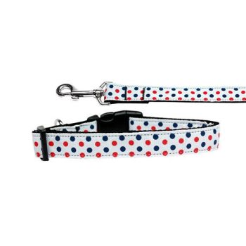 Pet Dog & Cat Nylon Collar or Leash, "Patriotic Polka Dots"