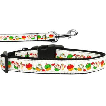 Christmas Pet Dog & Cat Nylon Collar or Leash, "Christmas Cupcakes"