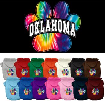 Pet Dog & Cat Screen Printed Hoodie for Small to Medium Pets (Sizes XS-XL), "Oklahoma Bright Tie Dye"