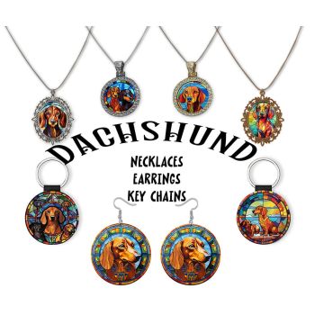 Dachshund Jewelry - Stained Glass Style Necklaces, Earrings and more!