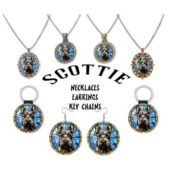 Scottish Terrier, Scottie Jewelry - Stained Glass Style Necklaces, Earrings and more!