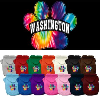 Pet Dog & Cat Screen Printed Hoodie for Medium to Large Pets (Sizes 2XL-6XL), "Washington Bright Tie Dye"