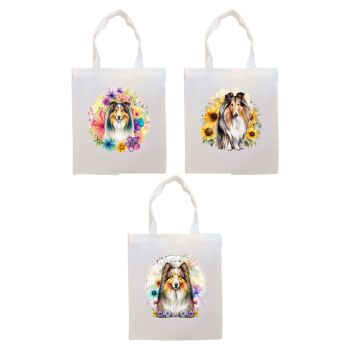 Canvas Tote Bag, Zippered With Handles & Inner Pocket, "Collie"