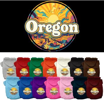 Pet Dog & Cat Screen Printed Hoodie for Small to Medium Pets (Sizes XS-XL), "Oregon Trippy Peaks"
