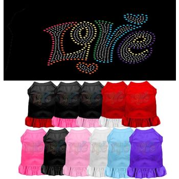 Rhinestone Pet Dog & Cat Dress Rhinestone, "Technicolor Love"
