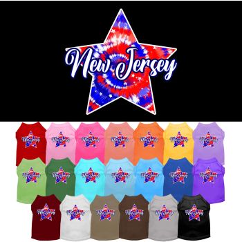 Pet Dog & Cat Screen Printed Shirt for Medium to Large Pets (Sizes 2XL-6XL), "New Jersey Patriotic Tie Dye"