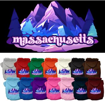 Pet Dog & Cat Screen Printed Hoodie for Medium to Large Pets (Sizes 2XL-6XL), "Massachusetts Alpine Pawscape"