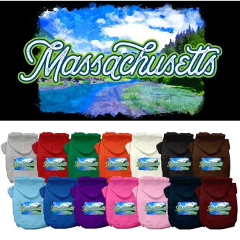 Pet Dog & Cat Screen Printed Hoodie for Small to Medium Pets (Sizes XS-XL), "Massachusetts Summer"