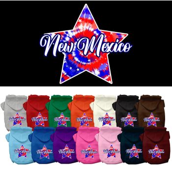 Pet Dog & Cat Screen Printed Hoodie for Small to Medium Pets (Sizes XS-XL), "New Mexico Patriotic Tie Dye"