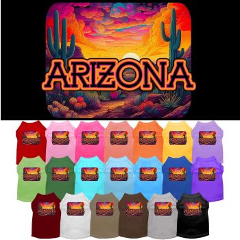 Pet Dog & Cat Screen Printed Shirt for Small to Medium Pets (Sizes XS-XL), "Arizona Neon Desert"