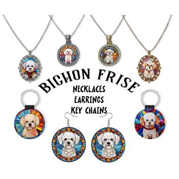 Bichon Frise Jewelry - Stained Glass Style Necklaces, Earrings and more!