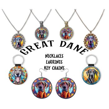 Great Dane Jewelry - Stained Glass Style Necklaces, Earrings and more!