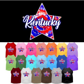 Pet Dog & Cat Screen Printed Shirt for Small to Medium Pets (Sizes XS-XL), "Kentucky Patriotic Tie Dye"