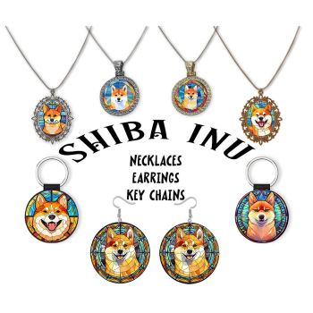 Shiba Inu Jewelry - Stained Glass Style Necklaces, Earrings and more!
