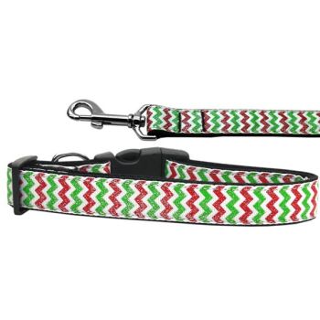 Christmas Pet Dog & Cat Nylon Collar or Leash, "Christmas Sparkle Chevron"