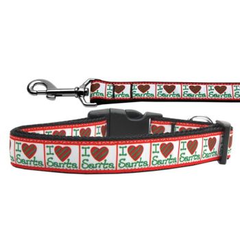Christmas Pet Dog & Cat Nylon Collar or Leash, "I Heart Santa"