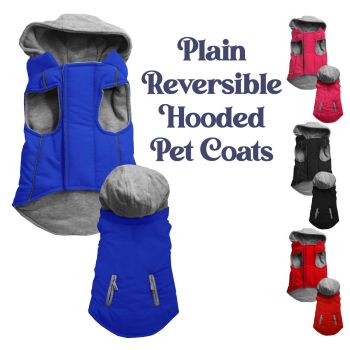 Pet Dog & Cat Reversible Hooded Coat Blank, Plain