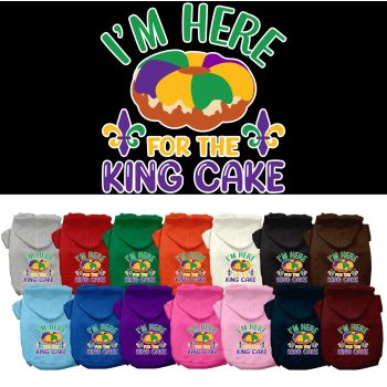 Pet Dog & Cat Screen Printed Hoodie "I'm Here For The King Cake"