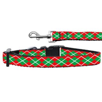 Christmas Nylon Pet Collars and Leashes, "Christmas Argyle"