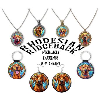 Rhodesian Ridgeback Jewelry - Stained Glass Style Necklaces, Earrings and more!