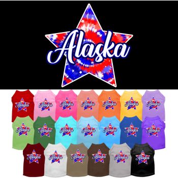Pet Dog & Cat Screen Printed Shirt for Medium to Large Pets (Sizes 2XL-6XL), "Alaska Patriotic Tie Dye"