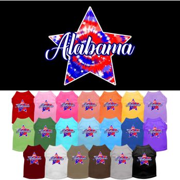 Pet Dog & Cat Screen Printed Shirt for Medium to Large Pets (Sizes 2XL-6XL), "Alabama Patriotic Tie Dye"