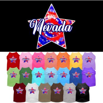 Pet Dog & Cat Screen Printed Shirt for Medium to Large Pets (Sizes 2XL-6XL), "Nevada Patriotic Tie Dye"