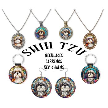 Shih Tzu Jewelry - Stained Glass Style Necklaces, Earrings and more!