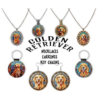 Golden Retriever Jewelry - Stained Glass Style Necklaces, Earrings and more!