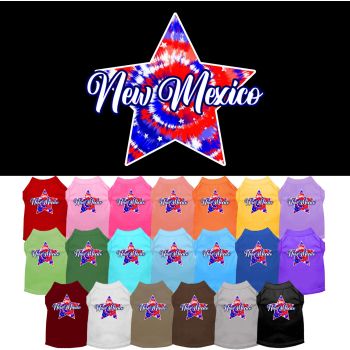 Pet Dog & Cat Screen Printed Shirt for Small to Medium Pets (Sizes XS-XL), "New Mexico Patriotic Tie Dye"