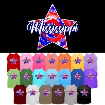Pet Dog & Cat Screen Printed Shirt for Medium to Large Pets (Sizes 2XL-6XL), "Mississippi Patriotic Tie Dye"
