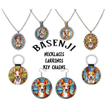 Basenji Jewelry - Stained Glass Style Necklaces, Earrings and more!