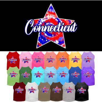 Pet Dog & Cat Screen Printed Shirt for Medium to Large Pets (Sizes 2XL-6XL), "Connecticut Patriotic Tie Dye"