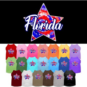 Pet Dog & Cat Screen Printed Shirt for Small to Medium Pets (Sizes XS-XL), "Florida Patriotic Tie Dye"