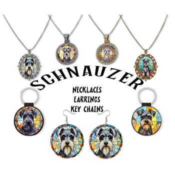 Schnauzer Jewelry - Stained Glass Style Necklaces, Earrings and more!
