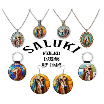 Saluki Jewelry - Stained Glass Style Necklaces, Earrings and more!