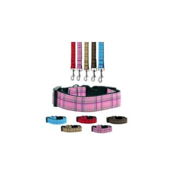 Pet Dog & Cat Nylon Collar or Leash, "Plaids"