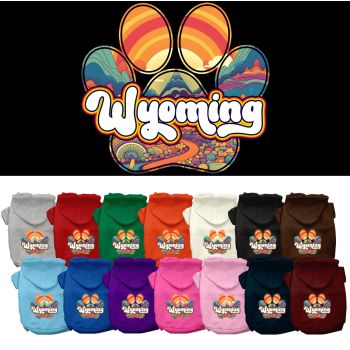 Pet Dog & Cat Screen Printed Hoodie for Small to Medium Pets (Sizes XS-XL), "Wyoming Groovy Summit"