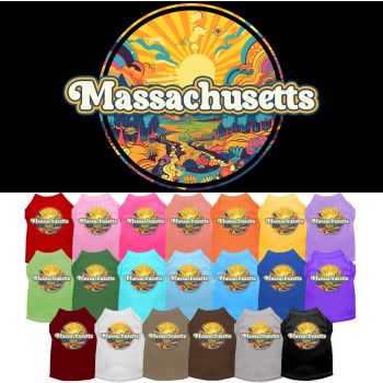 Pet Dog & Cat Screen Printed Shirt, "Massachusetts Trippy Peaks"