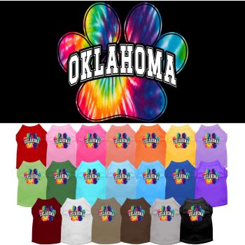 Pet Dog & Cat Screen Printed Shirt for Small to Medium Pets (Sizes XS-XL), "Oklahoma Bright Tie Dye"