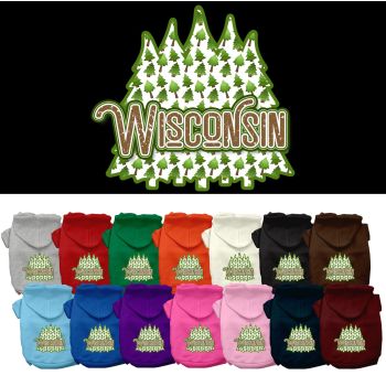 Pet Dog & Cat Screen Printed Hoodie for Small to Medium Pets (Sizes XS-XL), "Wisconsin Woodland Trees"