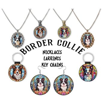 Border Collie Jewelry - Stained Glass Style Necklaces, Earrings and more!