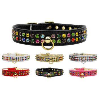 Dog, Puppy & Pet Collar, "#76 Two Row Confetti Crystal Jewelry Set"