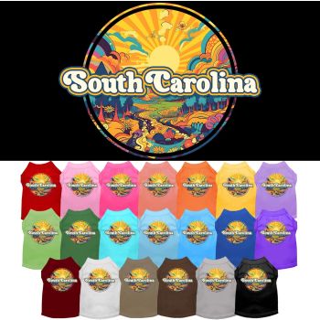 Pet Dog & Cat Screen Printed Shirt, "South Carolina Trippy Peaks"