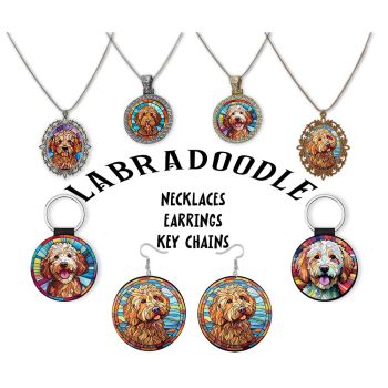 Labradoodle Jewelry - Stained Glass Style Necklaces, Earrings and more!